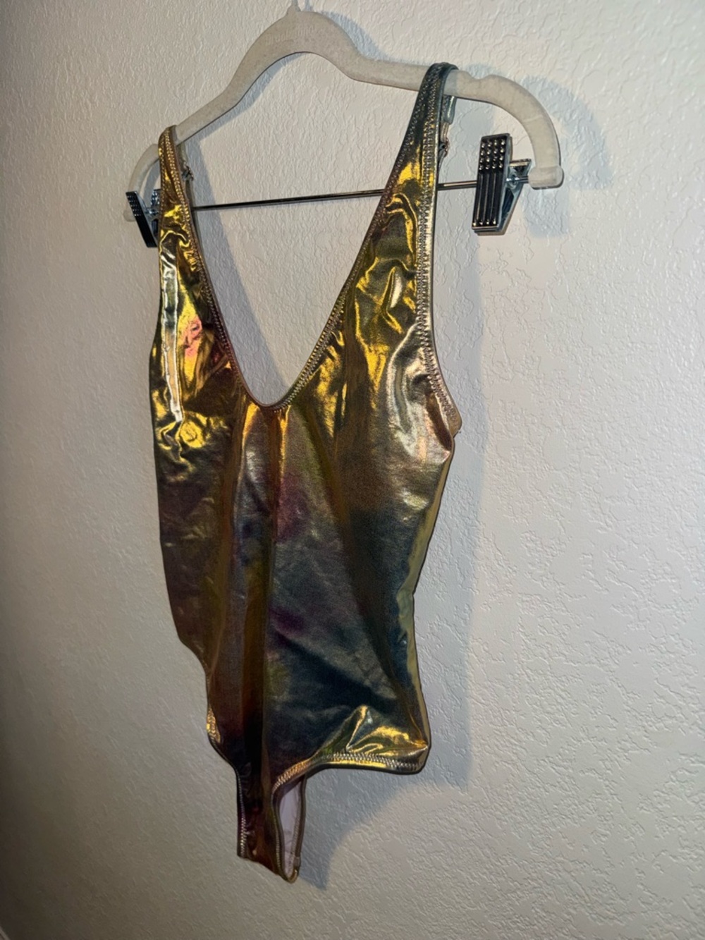 Bond-Eye Viva One Piece Ziggy Stardust Gold Thong Swimsuit NEW Size M - Picture 3 of 9